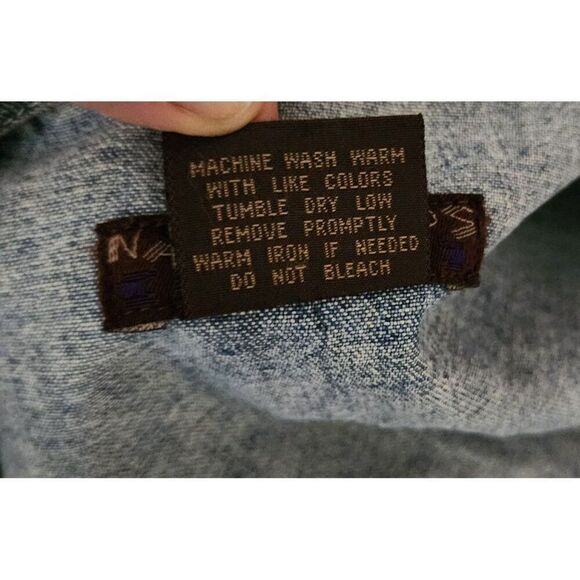 Vintage 80s Denim Vest Pockets Womens Size L Blue Zip Front - Picture 8 of 8